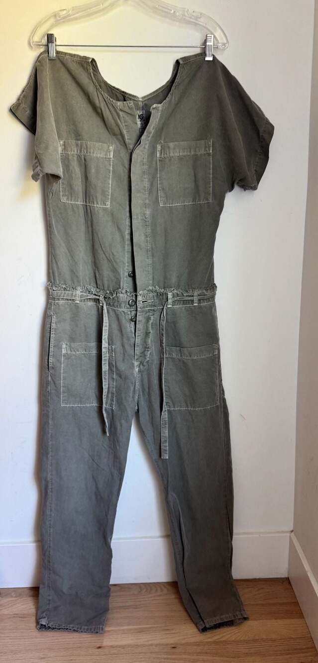 NSF Clothing Olive Green Cotton Utility Jumpsuit Coverall